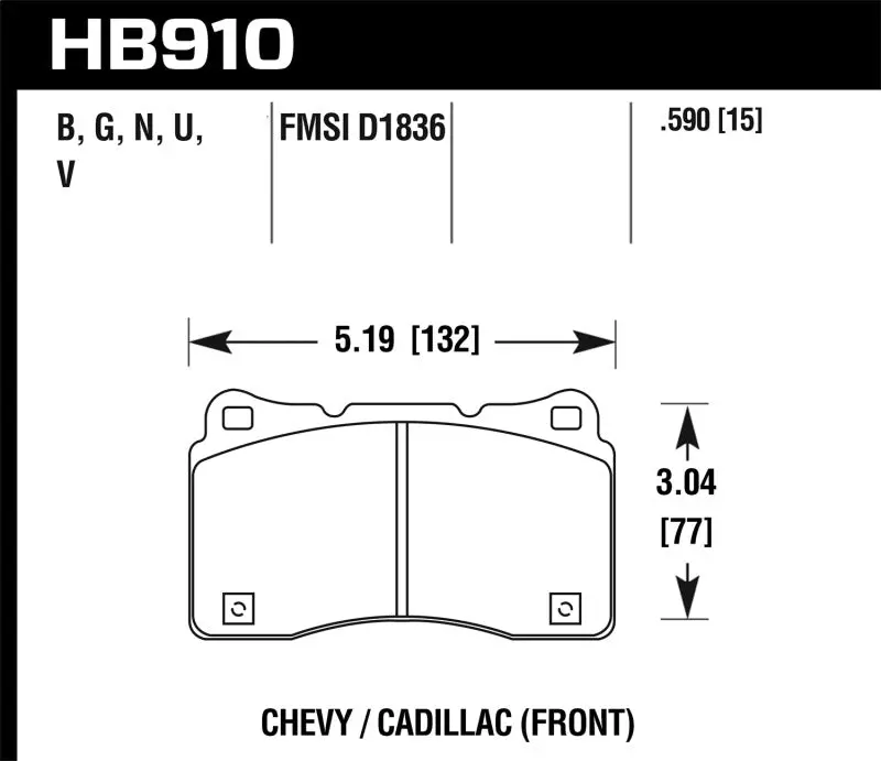 Hawk Performance Dtc-60 Front Brake Pads For 15-16 Cadillac Xts And Chevrolet Corvette 1