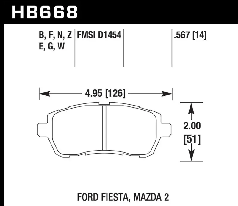 Hawk Performance Dtc-60 Front Race Brake Pads For 11-12 Ford Fiesta S/Se/Sel And 11-12 Mazda 2 Sport/Touring 1