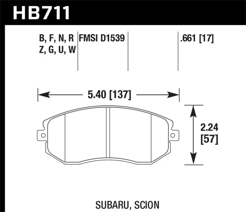Hawk Performance Dtc-60 Front Race Brake Pads For 13 Subaru Brz, 13 Legacy 2.5I, 13 Scion Fr-S 1