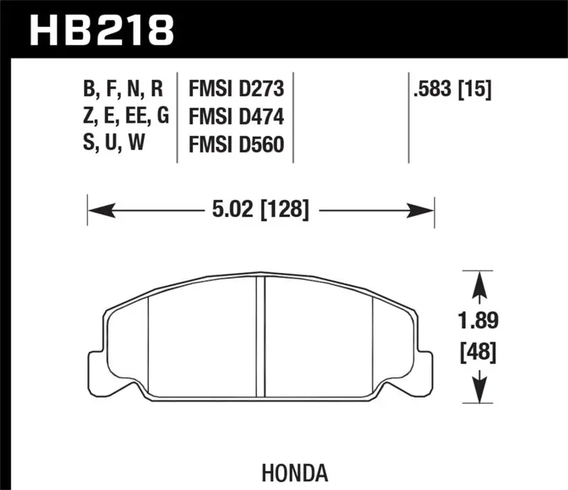 Hawk Performance Dtc-60 Front Race Brake Pads For 84-85 Honda Accord / 88-00 Civic / 88-91 Crx 15Mm 1