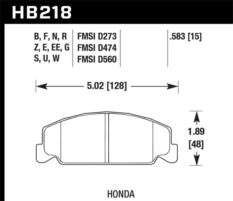 Hawk Performance Dtc-60 Front Race Brake Pads For 84-85 Honda Accord / 88-00 Civic / 88-91 Crx 15Mm 2