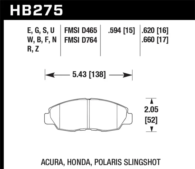 Hawk Performance Dtc-60 Race Brake Pads For 97-99 Acura Cl / 93-02 Honda Accord Dx/Ex/Lx / 96-10 Civic Coupe Ex 1