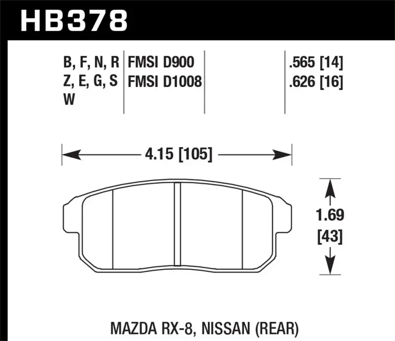 Hawk Performance Dtc-60 Race Rear Brake Pads For Mazda Rx-8 2004-2011 And Nissan Models 1