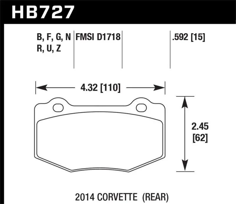 Hawk Performance Dtc-60 Rear Brake Pads For 2014 Chevrolet Corvette 1