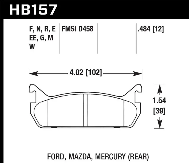 Hawk Performance Dtc-60 Rear Race Brake Pads For 91-96 Ford Escort Gt And 90-93 Mazda Miata 1
