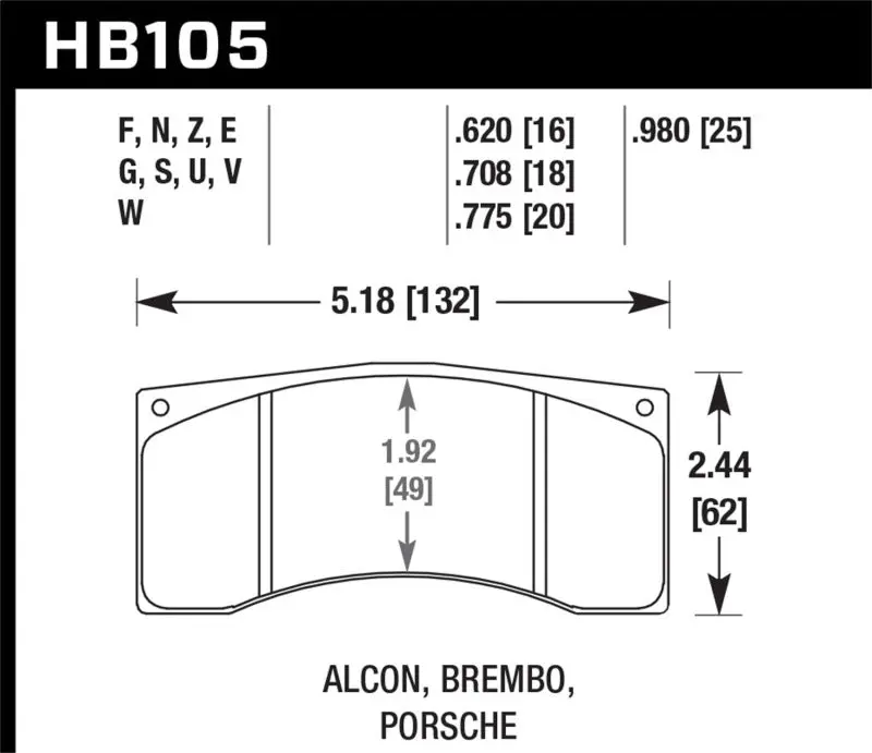 Hawk Performance Dtc-70 Race Brake Pads For Alcon B/Mb4 & Brembo Xa2.E5.01/04, Xa5.90.01/04, Xa6.H7.11/14 1