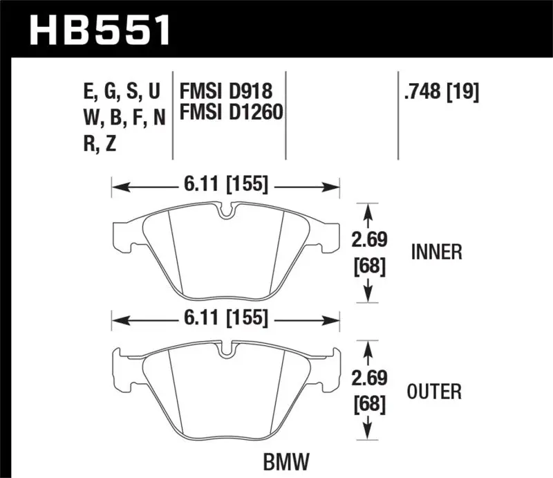 Hawk Performance Dtc-70 Race Front Brake Pads For 07-09 Bmw 335D/335I/335Xi & 08-09 328I/M3 1