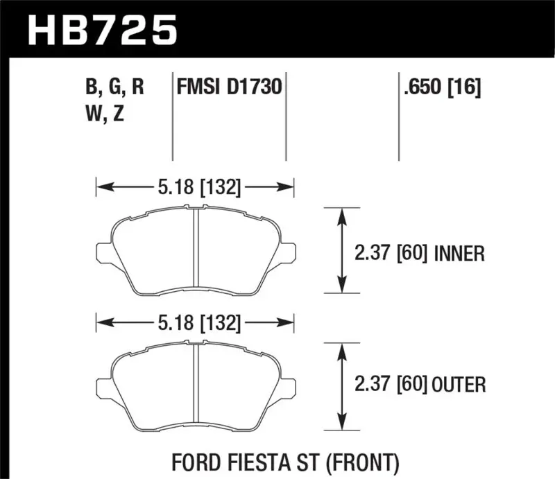 Hawk Performance Dtc30 Front Brake Pads For 2014-2019 Ford Fiesta St 1