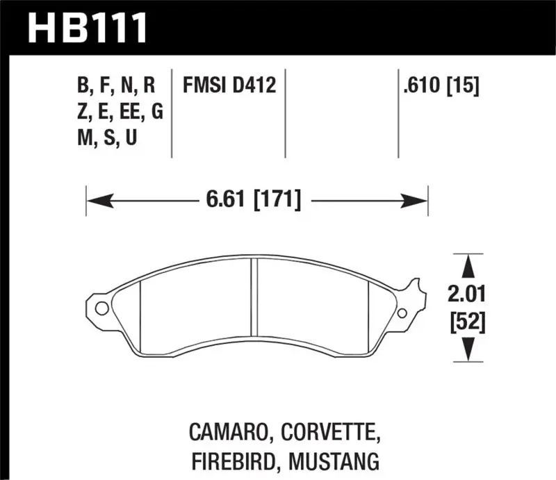 Hawk Performance Front Blue 9012 Race Brake Pads For 94-04 Mustang Cobra, 88-96 Corvette, 88-92 Camaro With Hd Brakes 1