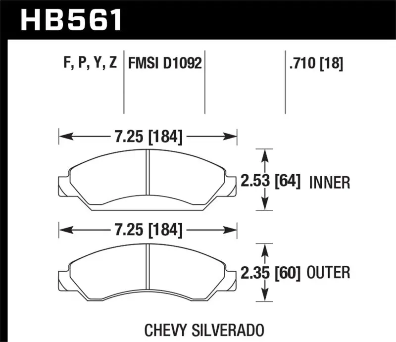 Hawk Performance Front Brake Pads For 07-08 Escalade 6.2 / 07-08 Avalanche Super Duty 2