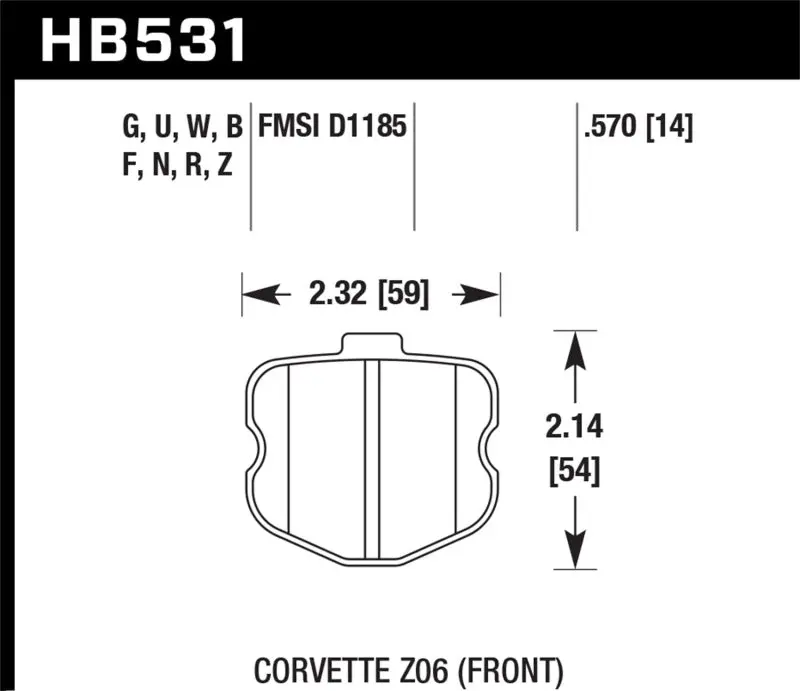 Hawk Performance Front Ceramic Street Brake Pads For 06-10 Chevy Corvette Oem Pad Design 2