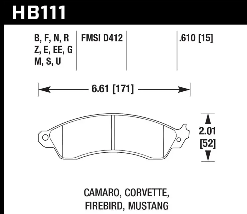 Hawk Performance Front Hp+ Street Brake Pads For 94-04 Mustang Cobra 88-95 Corvette 5.7L 88-92 Camaro Heavy Duty Brakes 2