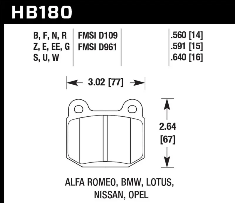 Hawk Performance H-10 Rear Brake Pads For 03-06 Evo / 04-09 Sti / 03-07 350Z Track 1