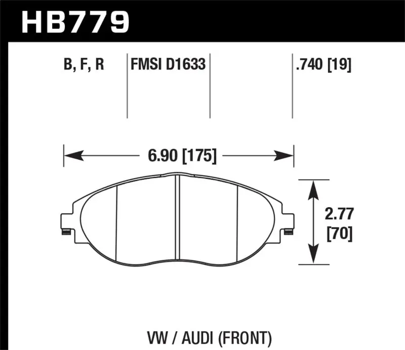 Hawk Performance High Performance Street 5.0 Brake Pads For 2019 Audi A3 Quattro, Q3, Volkswagen Arteon, Cc, Golf R, Gti, Jetta, Tiguan 1