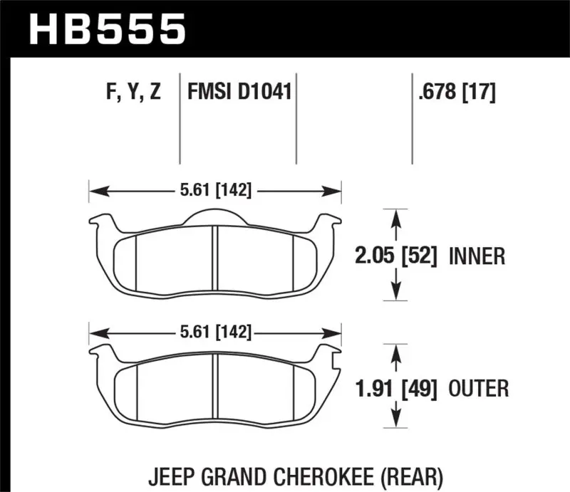 Hawk Performance High Performance Street Brake Pads For 06-10 Jeep Commander / 05-10 Grand Cherokee / 05-10 Armada / 04 Pathfinder / 04-10 Titan 5.6L 2
