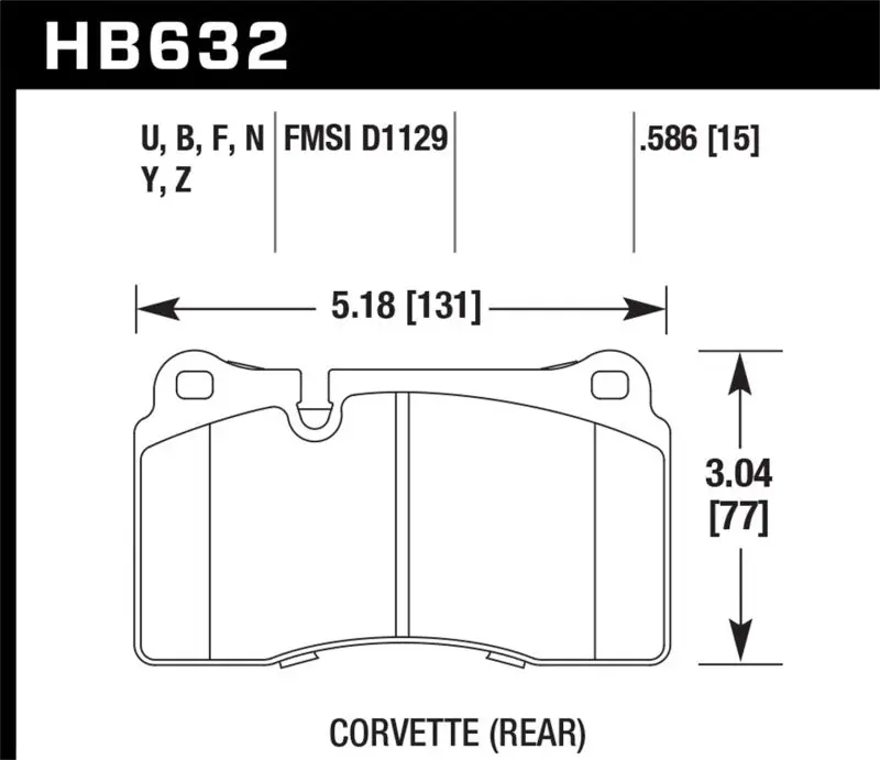 Hawk Performance High Performance Street Brake Pads For 06-10 Vw Touareg / 09-11 Corvette Z06/Zr-1 With Carbon Ceramic Brake Package 2