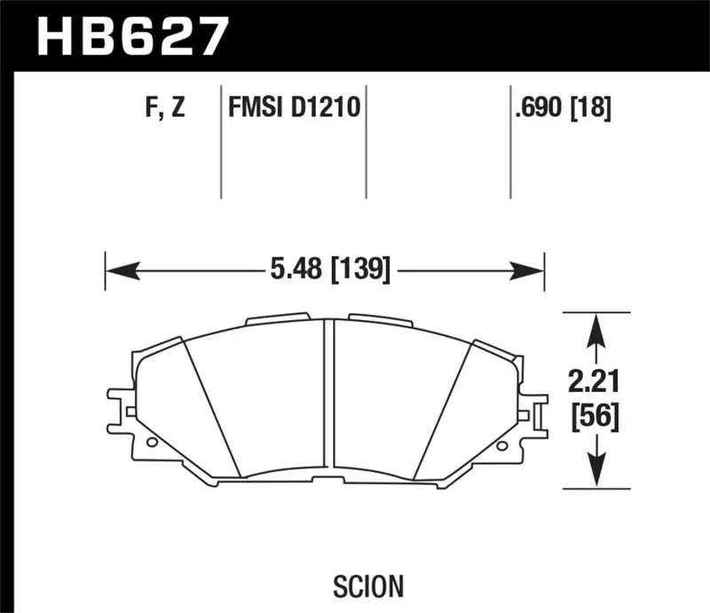 Hawk Performance High-Performance Street Brake Pads For 08-11 Scion Xb / 08-10 Scion Xd / 09-10 Toyota Corolla / 09-10 Matrix / 06-10 Rav4 / 10 Lexus H 1