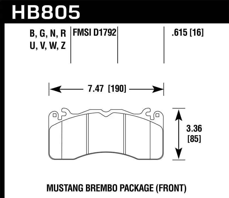 Hawk Performance Hp Plus Front Brake Pads For 15-17 Ford Mustang Brembo Package 2