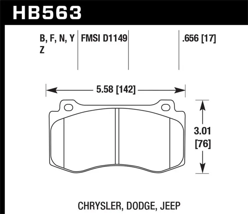 Hawk Performance Hp Plus Street F Brake Pads For 06-07 Dodge Magnum Srt8 / 06-09 Challenger Srt8 / 05-07/09 Chrysler 300 C Srt8 2