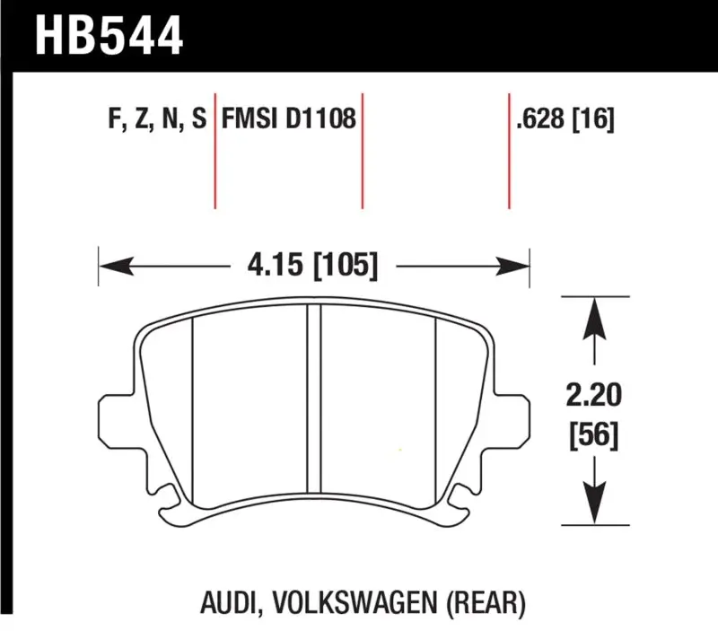 Hawk Performance Hp+ Rear Brake Pads For 06 Audi A6 Quattro Avant / 06-09 A6 Quattro 2