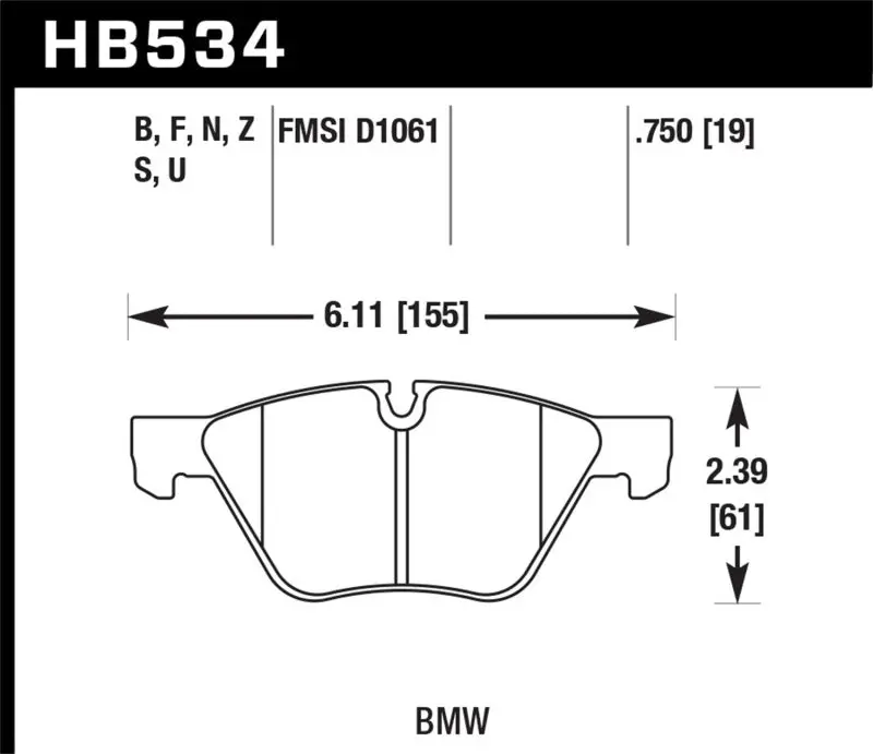 Hawk Performance Hp+ Street Brake Pads For Bmw 128I 2008-2013, 325I 2006, 328I 2007, Z4 Sdrive28i 2015-2016, And More 1