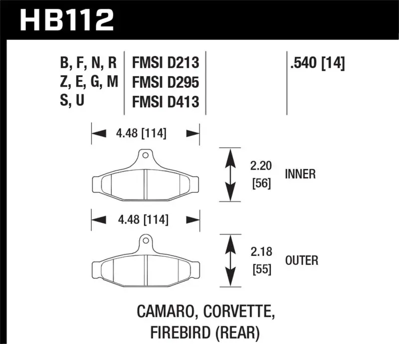 Hawk Performance Hp+ Street Rear Brake Pad For 84-96 Corvette And 88.5-97 Pontiac Firebird 1