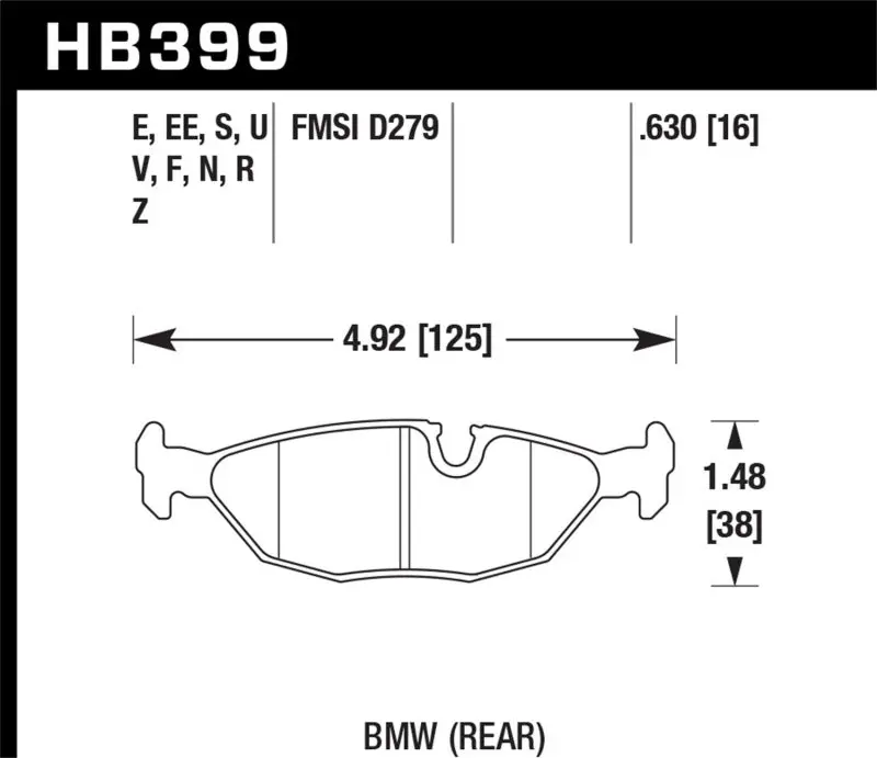 Hawk Performance Hp+ Street Rear Brake Pads For 1984-1991 Bmw 325 E30 2
