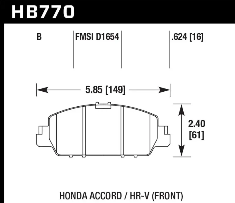 Hawk Performance Hps 5.0 Front Brake Pads For 13-17 Honda Accord 2