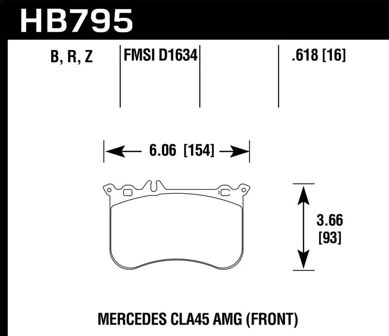 Hawk Performance Hps 5.0 Front Brake Pads For 14-17 Mercedes-Benz Cla 45 Amg And 15-17 Mercedes-Benz Gla 45 Amg 1