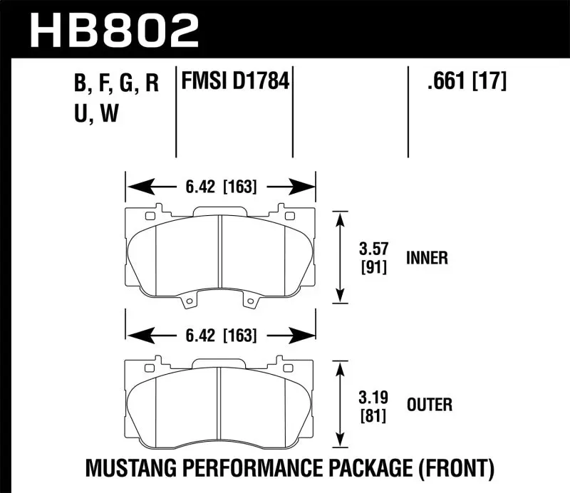 Hawk Performance Hps 5.0 Front Brake Pads For 15-17 Ford Mustang 1