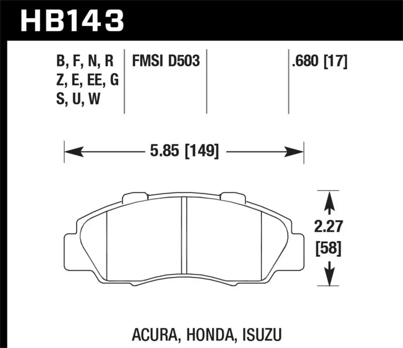 Hawk Performance Hps 5.0 Front Brake Pads For 1997 Acura Cl 3.0 1