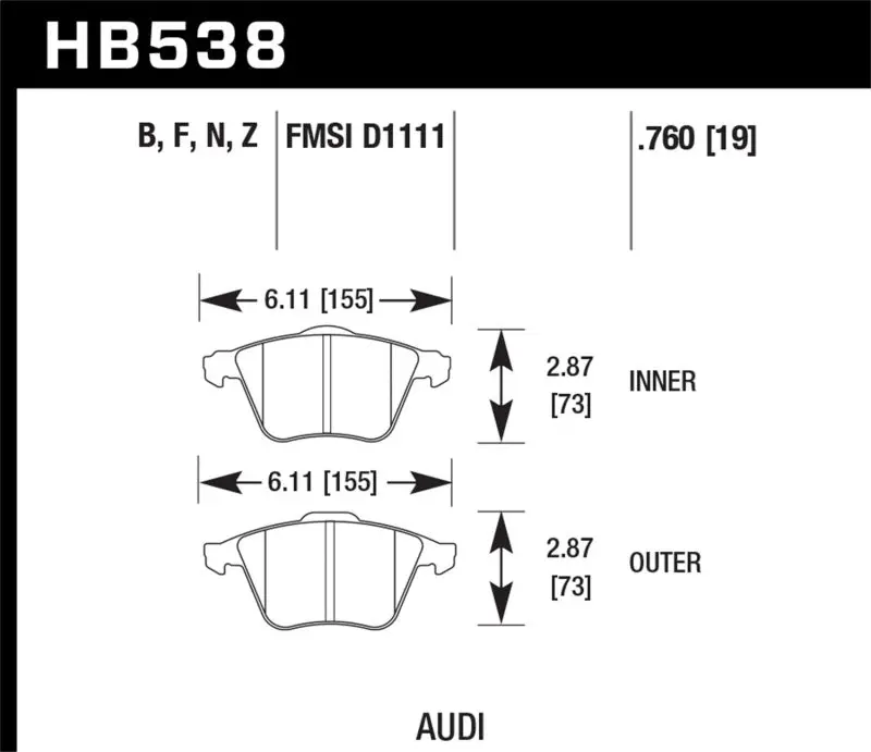 Hawk Performance Hps 5.0 Front Brake Pads For 2009 Audi A4 Cabriolet 1