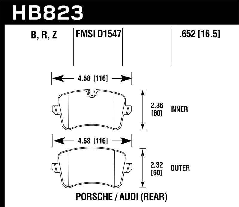 Hawk Performance Hps 5.0 Rear Brake Pads For 11-18 Audi A8 Quattro 1