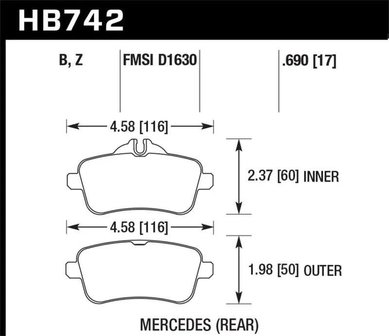 Hawk Performance Hps 5.0 Rear Brake Pads For 12-15 Mercedes-Benz Ml350/550 1