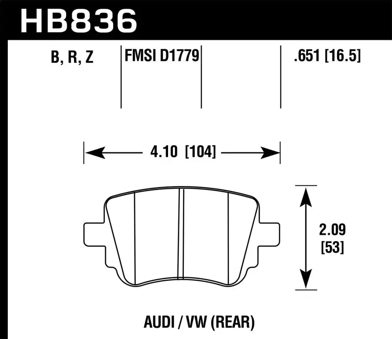 Hawk Performance Hps 5.0 Rear Brake Pads For 15-17 Volkswagen Golf / 15-16 Volkswagen Golf Gti 2