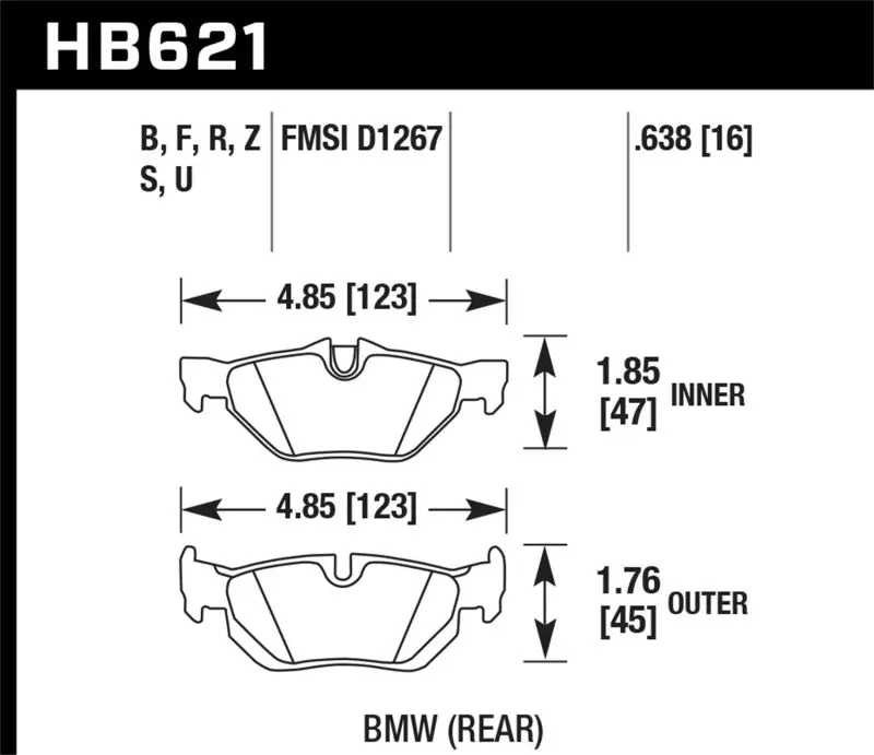 Hawk Performance Hps 5.0 Rear Brake Pads For 2011 Bmw 125I 1