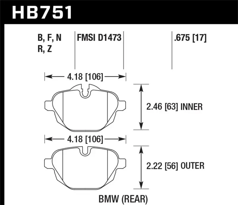 Hawk Performance Hps 5.0 Rear Brake Pads For 2015 Bmw 428I Gran Coupe 11-16 535I 11-16 X3/X4 1