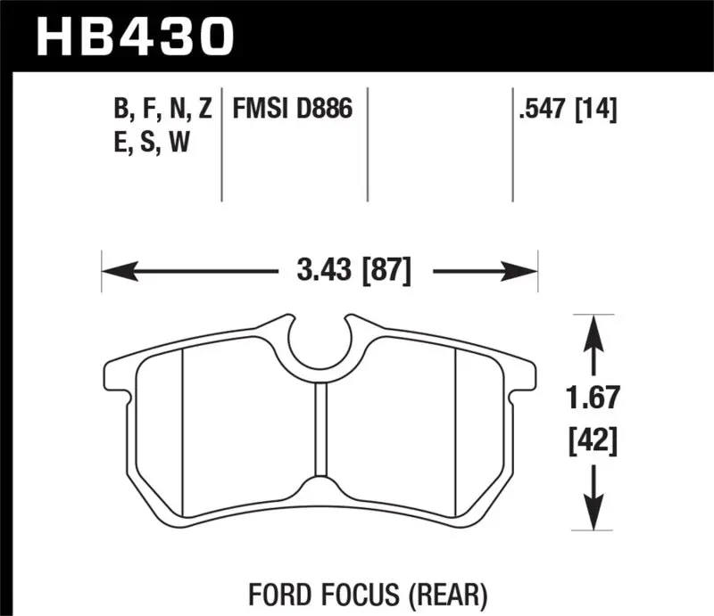 Hawk Performance Hps 5.0 Rear Street Brake Pads For 00-07 Ford Focus 1