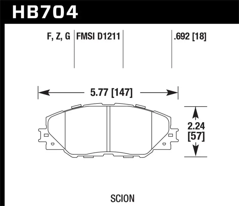 Hawk Performance Hps Front Street Brake Pads For 09-10 Pontiac Vibe 2.4L And 11-12 Scion Tc 1