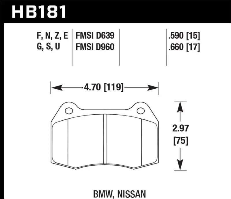 Hawk Performance Hps Front Street Brake Pads For 94-97 Bmw 840Ci/850Ci 1