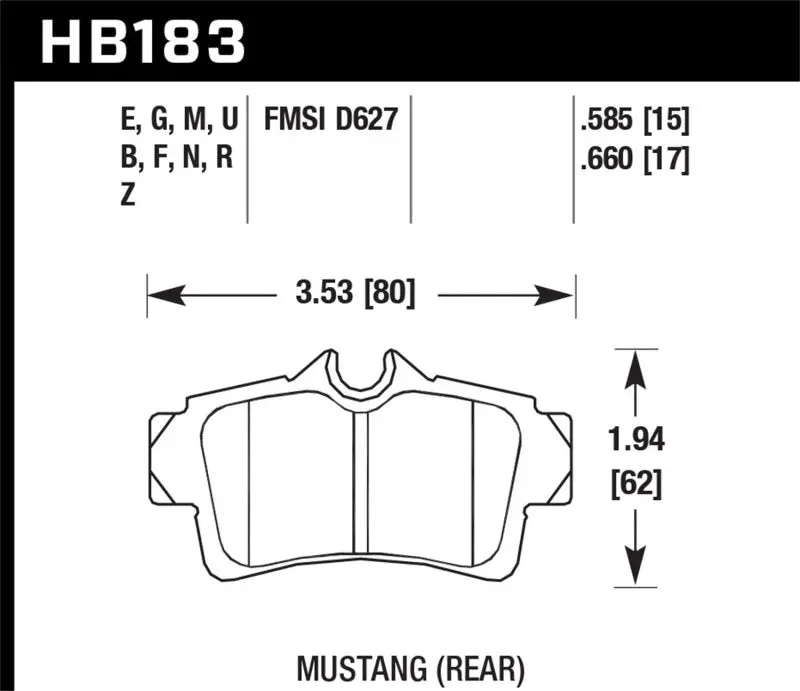 Hawk Performance Hps Rear Brake Pads For 2001 Ford Mustang Bullitt 4.6 1