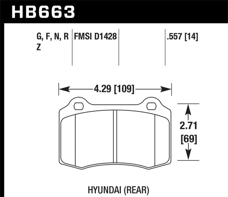 Hawk Performance Hps Street 14Mm Rear Brake Pads For 2010-2015 Hyundai Genesis Coupe Track With Brembo Brakes 1