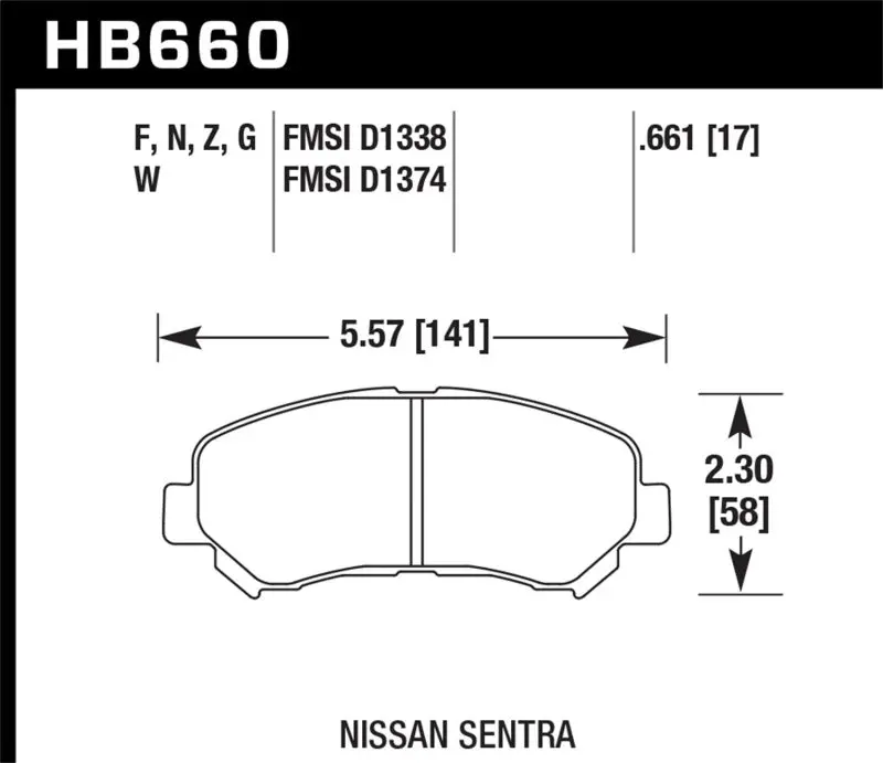Hawk Performance Hps Street Brake Pads For 09-10 Nissan Maxima, 08-10 Rogue, 07-09 Sentra Se-R, 10 Sentra Se-R M/T 1