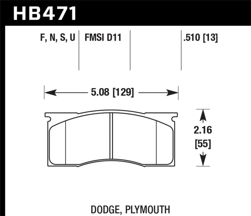 Hawk Performance Hps Street Brake Pads For Dodge Dart 1967-1972 And Ford Mustang 1965-1969 1