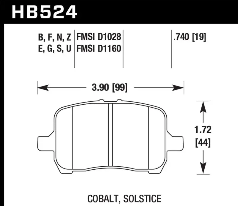 Hawk Performance Hps Street Front Brake Pads For 05-07 Cobalt Ss, 08-09 Hhr, 04+ Malibu, 07A+ G5 Gt, 06+ G6 1
