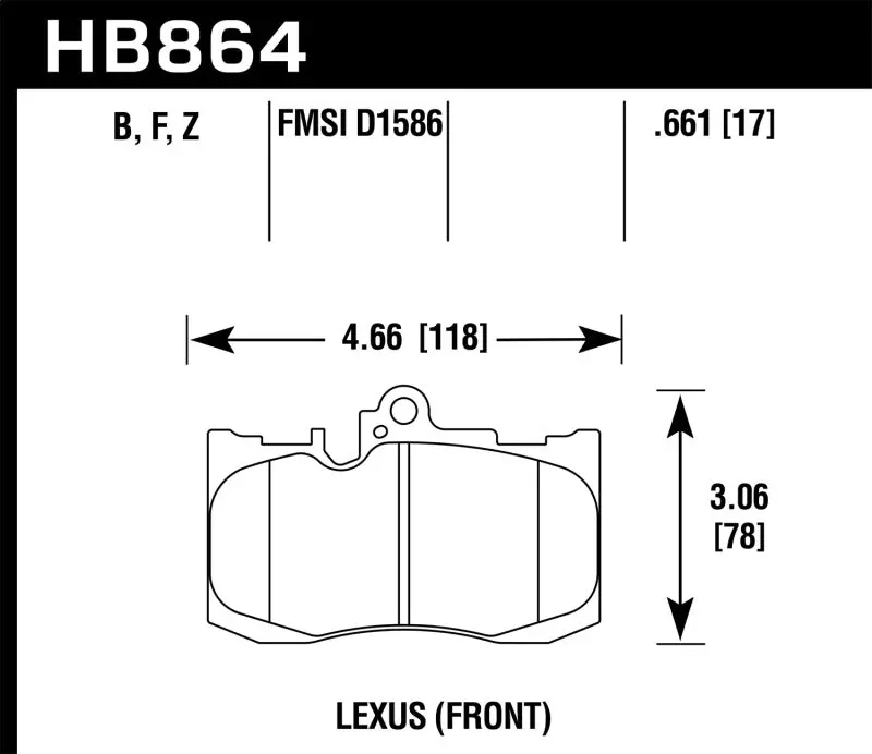 Hawk Performance Hps Street Front Brake Pads For 13-17 Lexus Gs350/Gs350 F Sport And 12-17 Lexus Is350 2