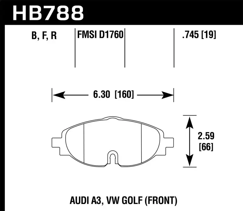 Hawk Performance Hps Street Front Brake Pads For 15-17 Vw Golf / Audi A3/A3 Quattro 2