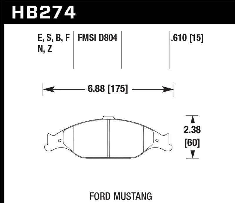 Hawk Performance Hps Street Front Brake Pads For 99-04 Ford Mustang Base/Gt 1