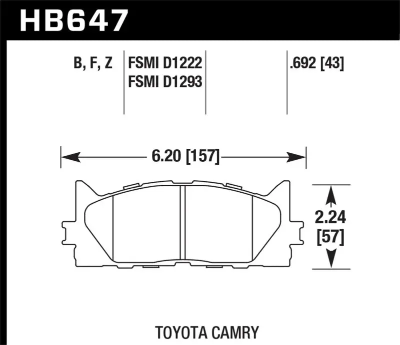 Hawk Performance Hps Street Front Brake Pads For Lexus Es350 / 07-11 Toyota Camry Se/Xle 2