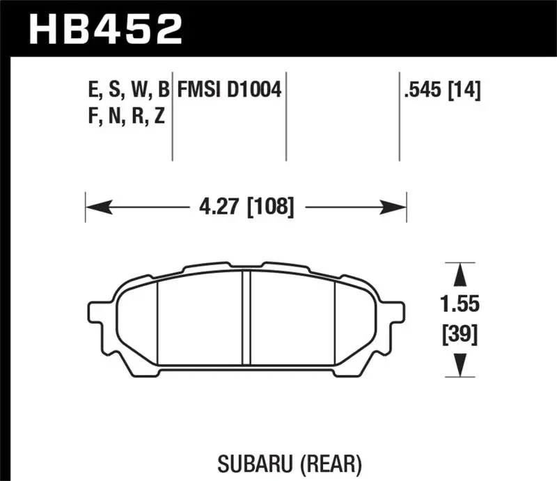 Hawk Performance Hps Street Rear Brake Pads For 03-05 Wrx D1004 1